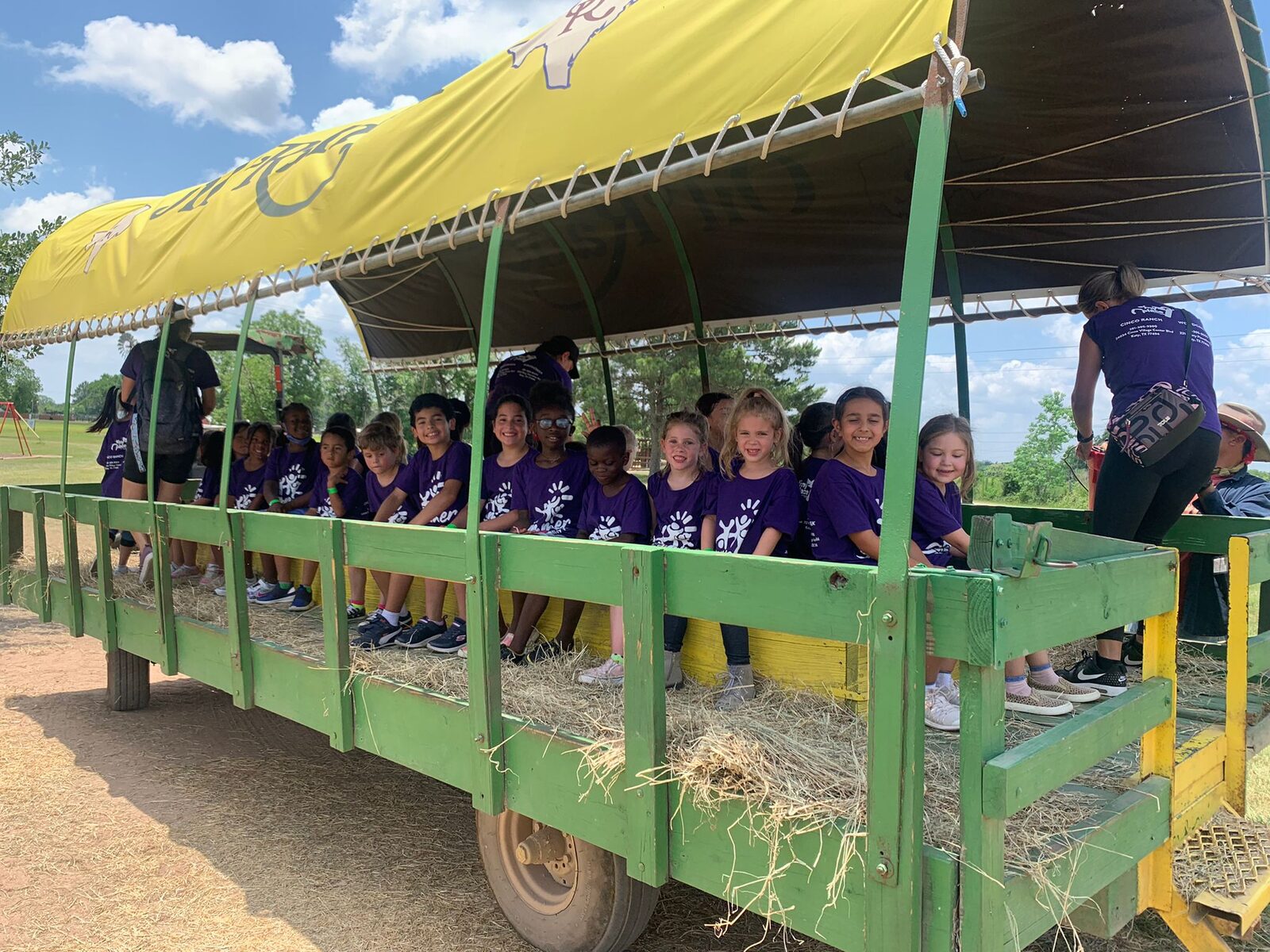 Summer campers on a hayride field trip with MyPlace, Katy TX